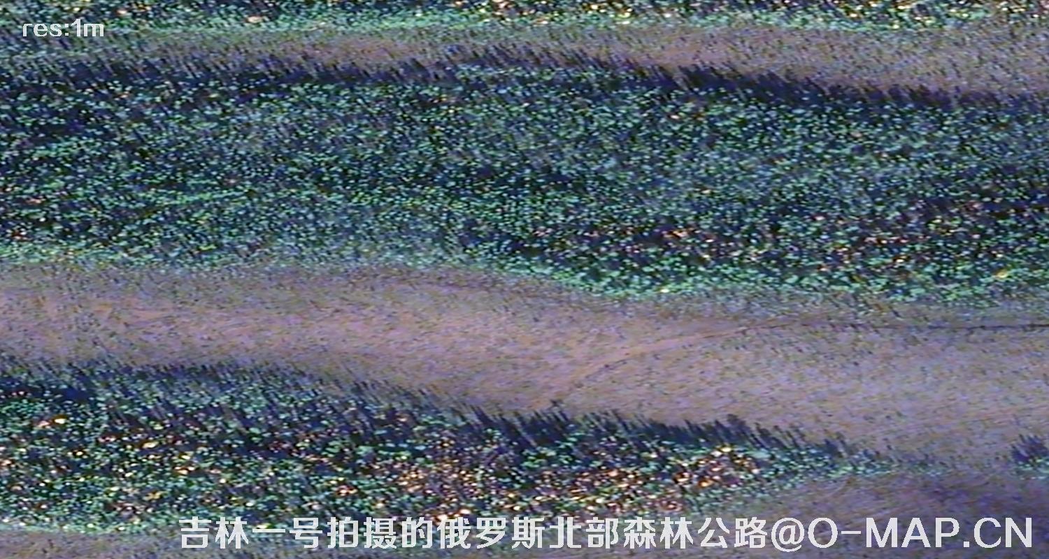 吉林一号卫星拍摄的俄罗斯北部森林公路