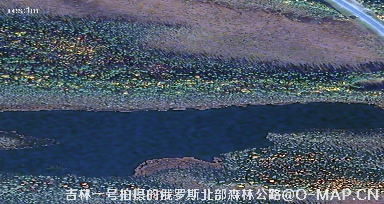 吉林一号卫星拍摄的俄罗斯北部森林公路