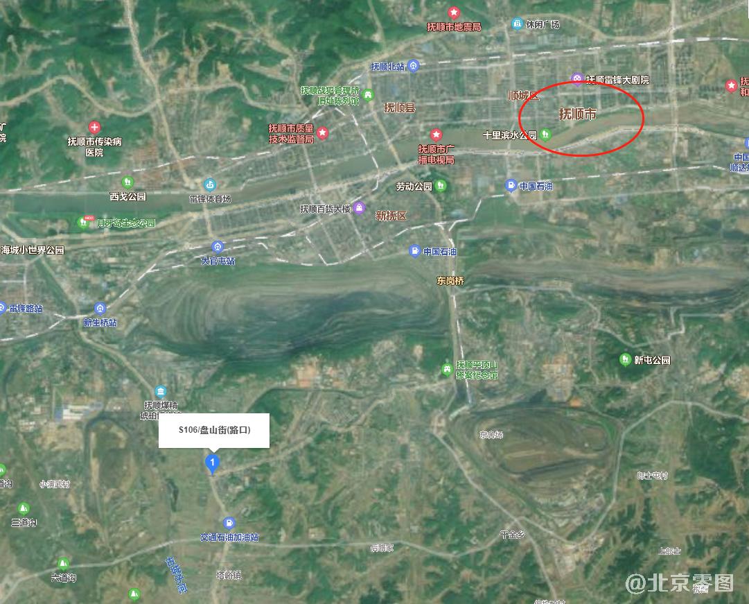 五一抚顺货车侧翻事故地点卫星图