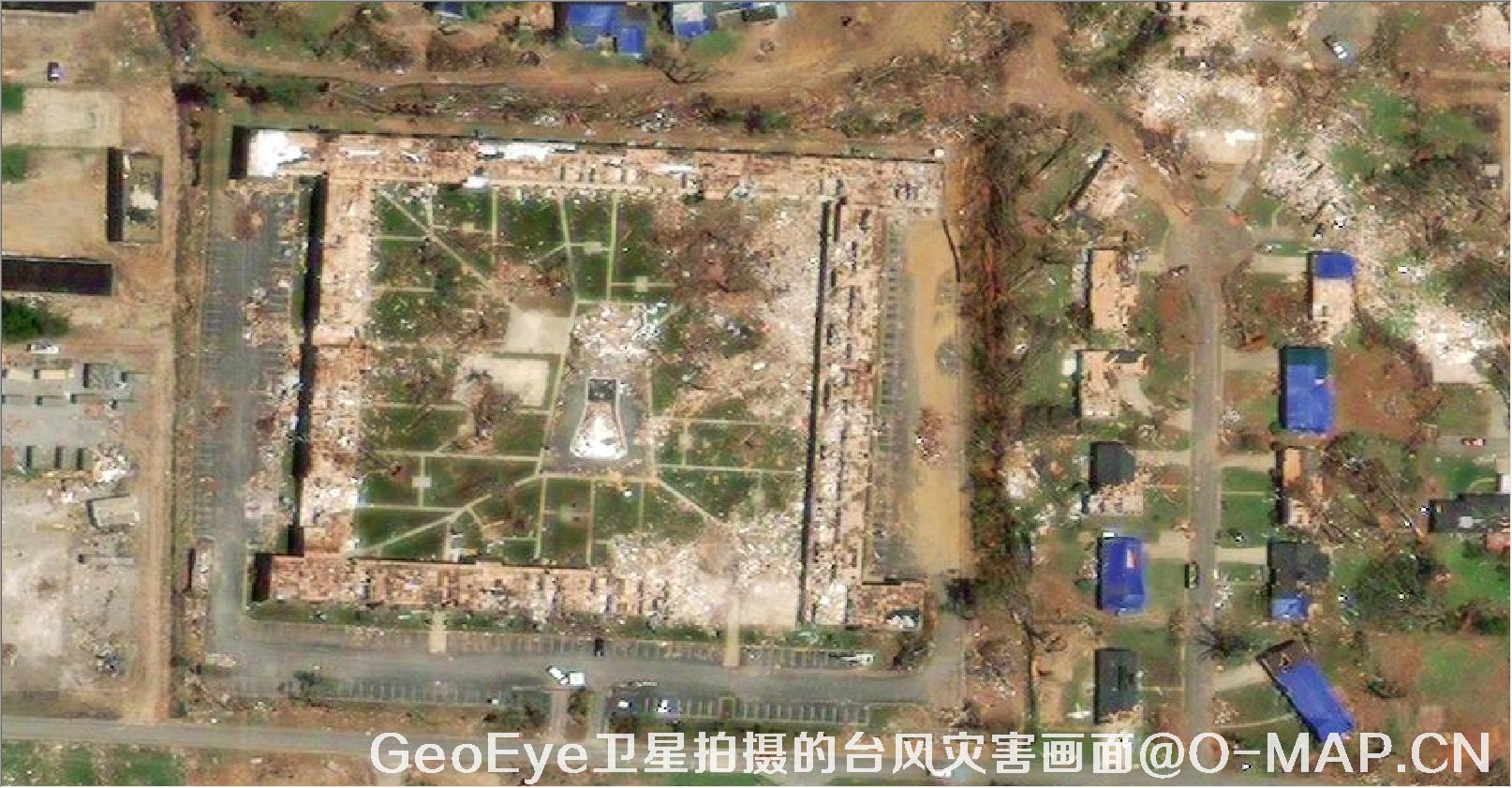 GeoEye卫星拍摄的2011年美国乔普林市龙卷风灾害画面