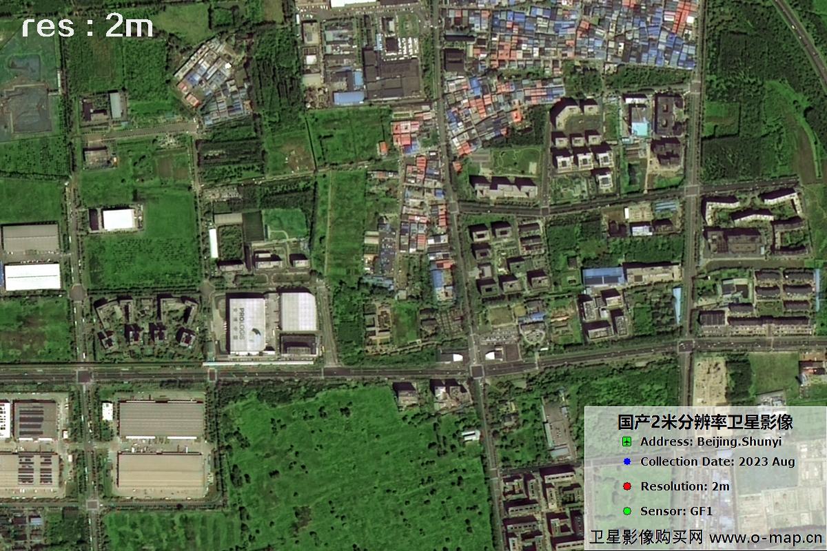 2米分辨率GF1号2023年拍摄的北京市顺义区影像图
