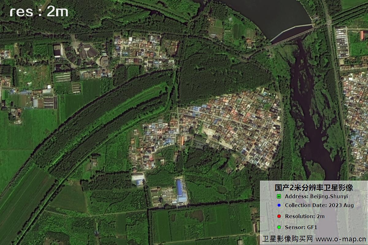 2米分辨率GF1号2023年拍摄的北京市顺义区影像图