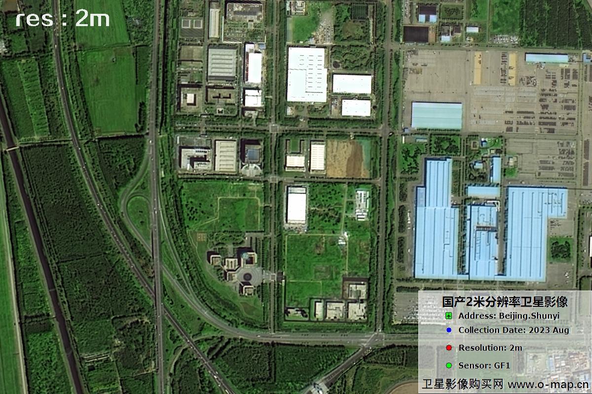 2米分辨率GF1号2023年拍摄的北京市顺义区影像图