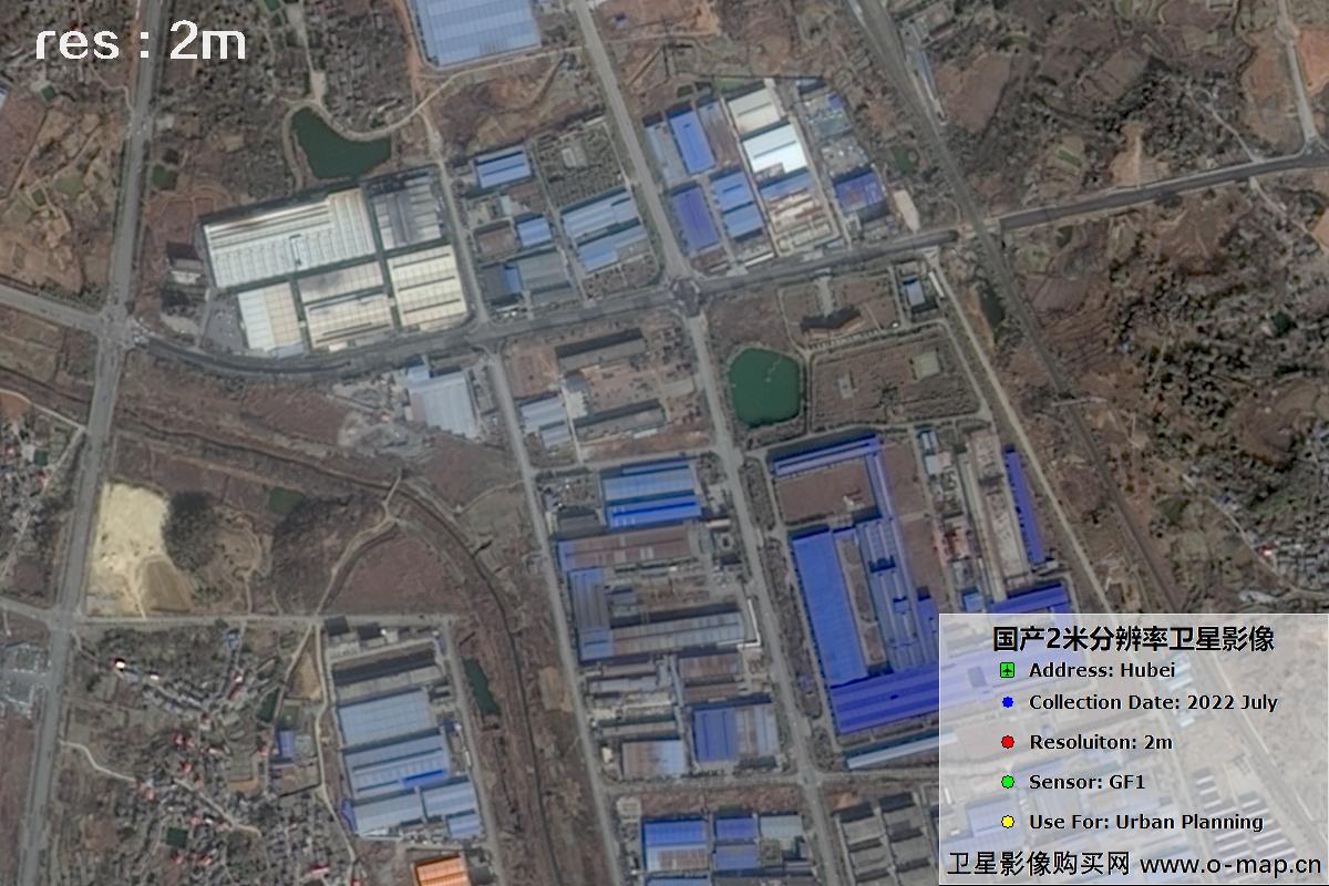 国产2米分辨率GF1卫星2022年拍摄的黄石市及大冶市周边影像图