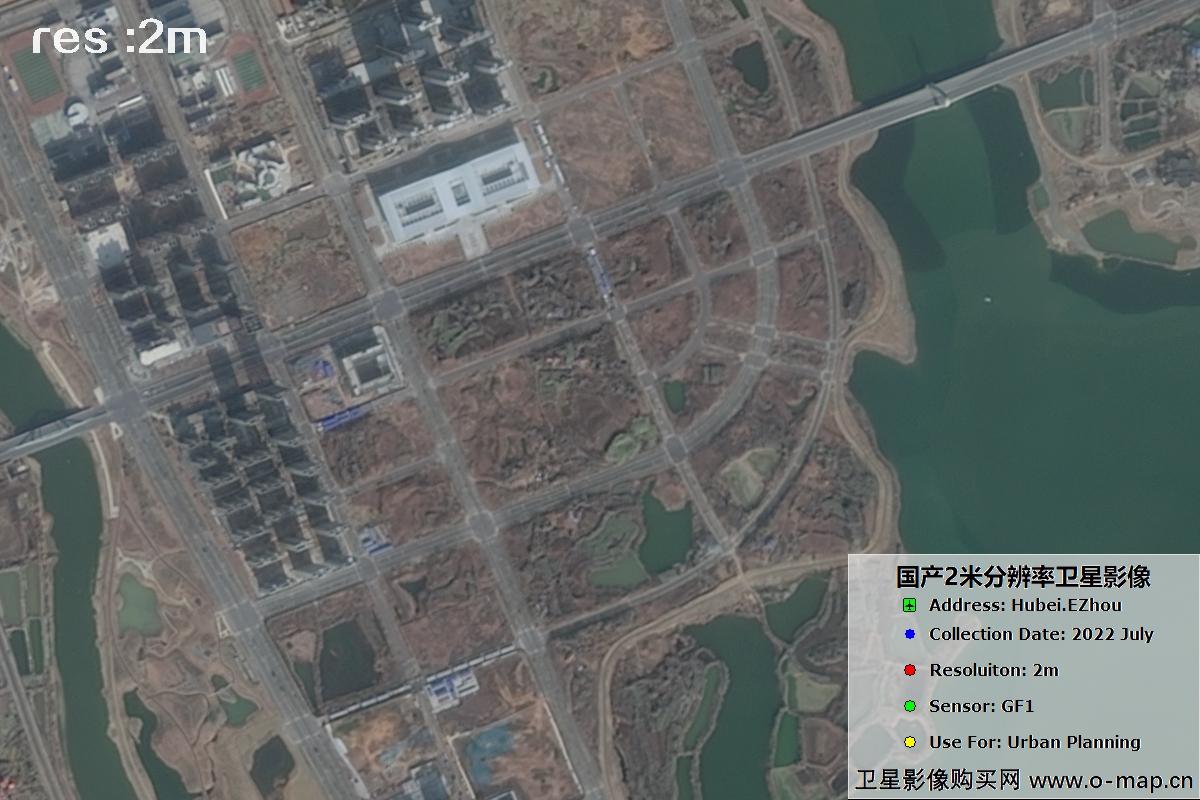 2米GF1卫星2022年拍摄的鄂州市黄冈市及花湖机场卫星图像