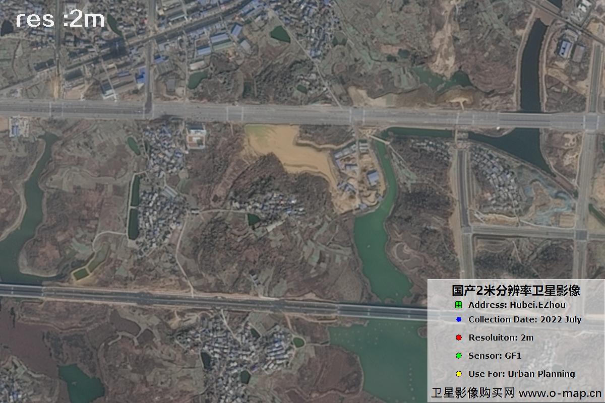 2米GF1卫星2022年拍摄的鄂州市黄冈市及花湖机场卫星图像