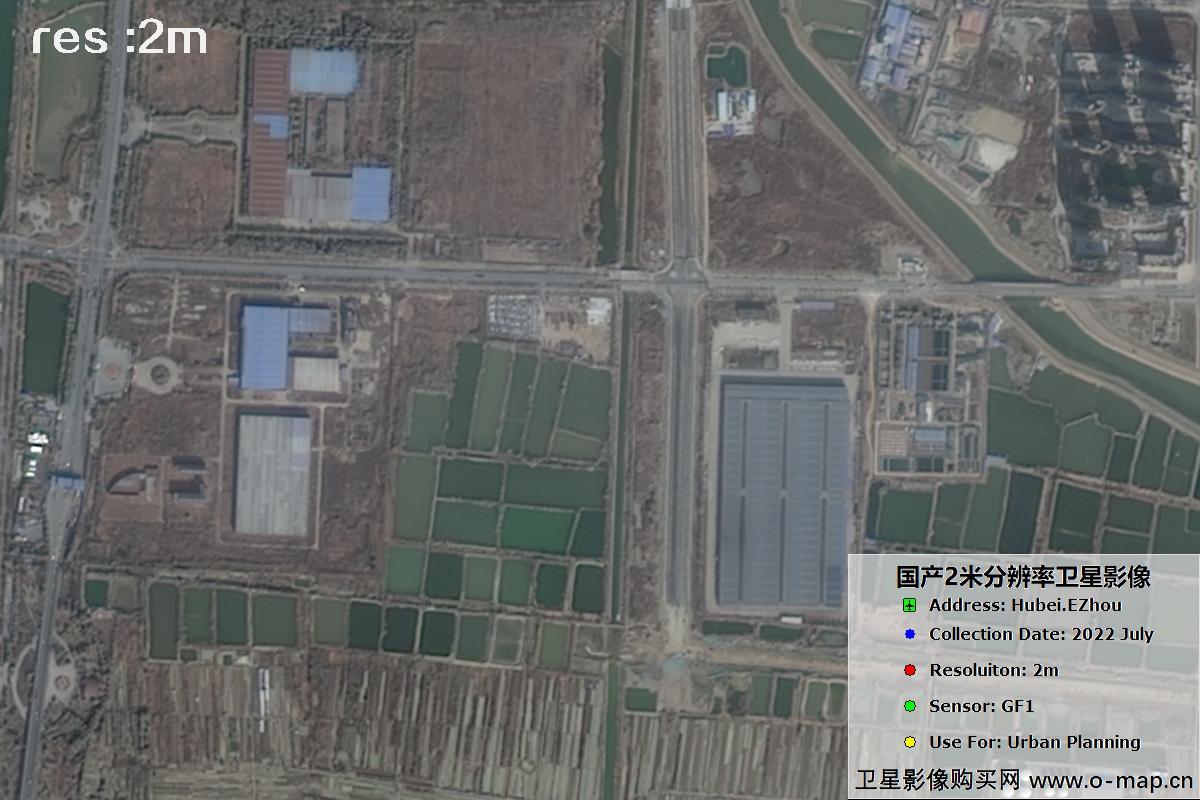 2米GF1卫星2022年拍摄的鄂州市黄冈市及花湖机场卫星图像
