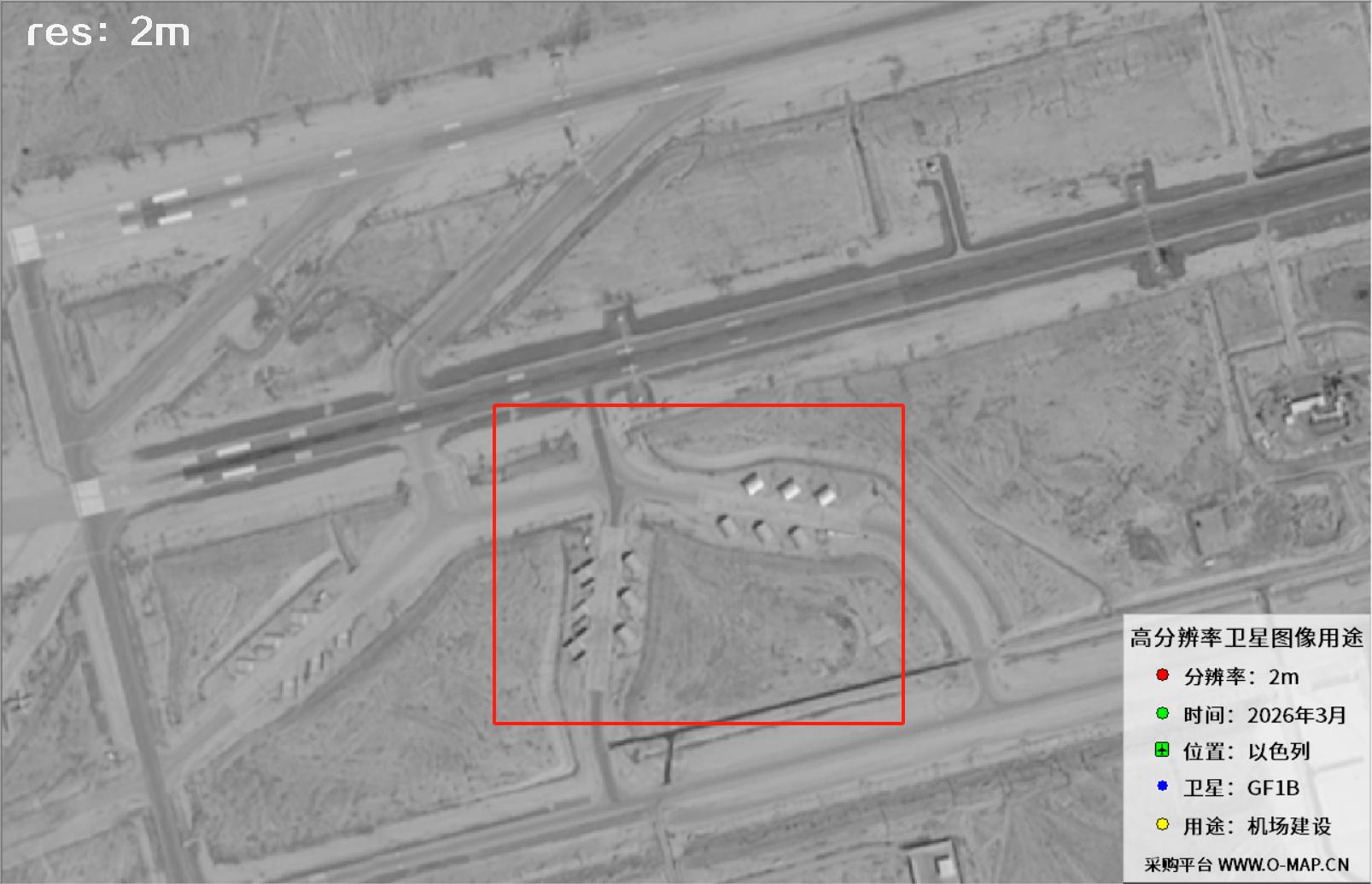 GF1B卫星2026年3月份拍摄的以色列机场最新卫星图像