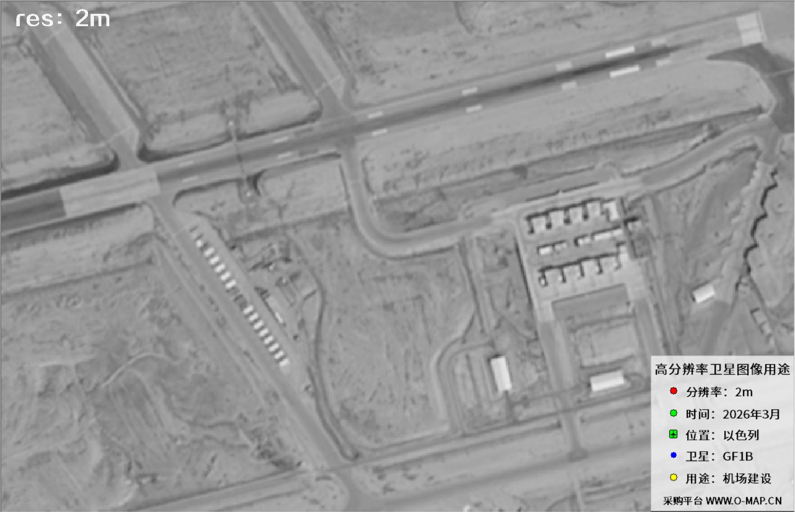 GF1B卫星2026年3月份拍摄的以色列机场最新卫星图像