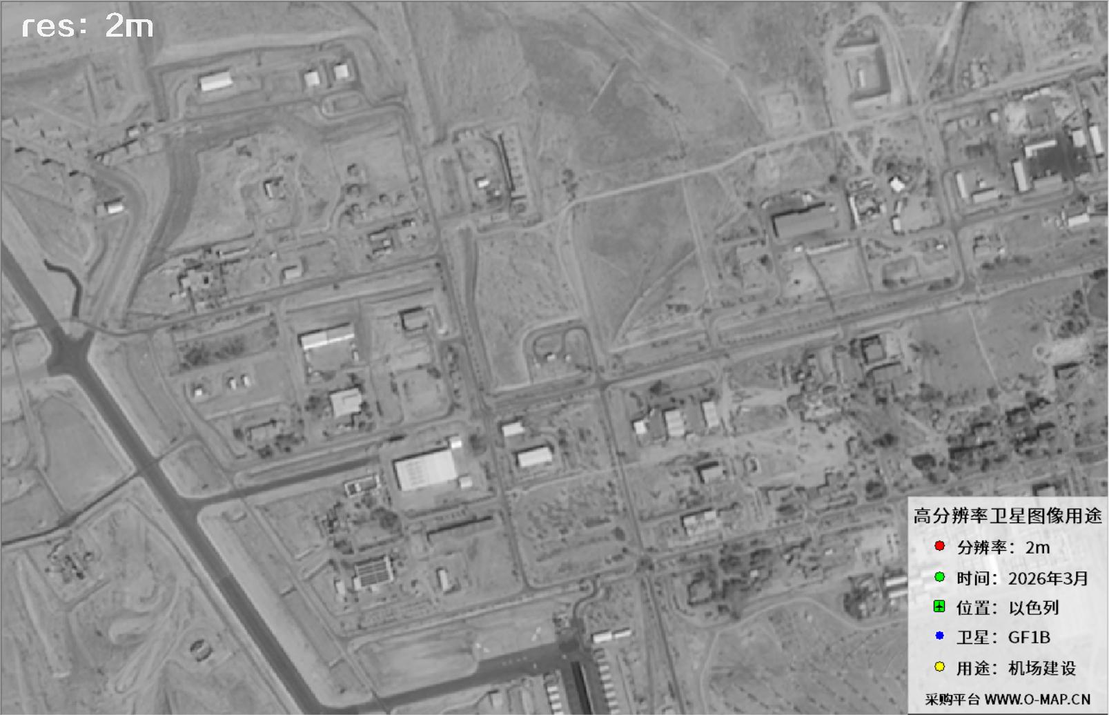 GF1B卫星2026年3月份拍摄的以色列机场最新卫星图像