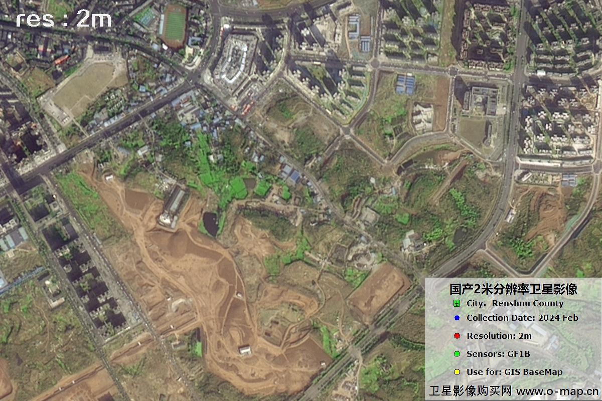 GF1B卫星2024年拍摄的四川省仁寿县影像图
