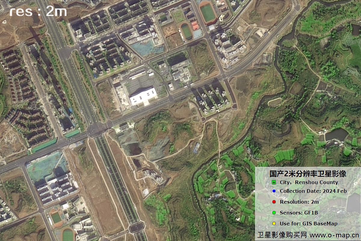 GF1B卫星2024年拍摄的四川省仁寿县影像图