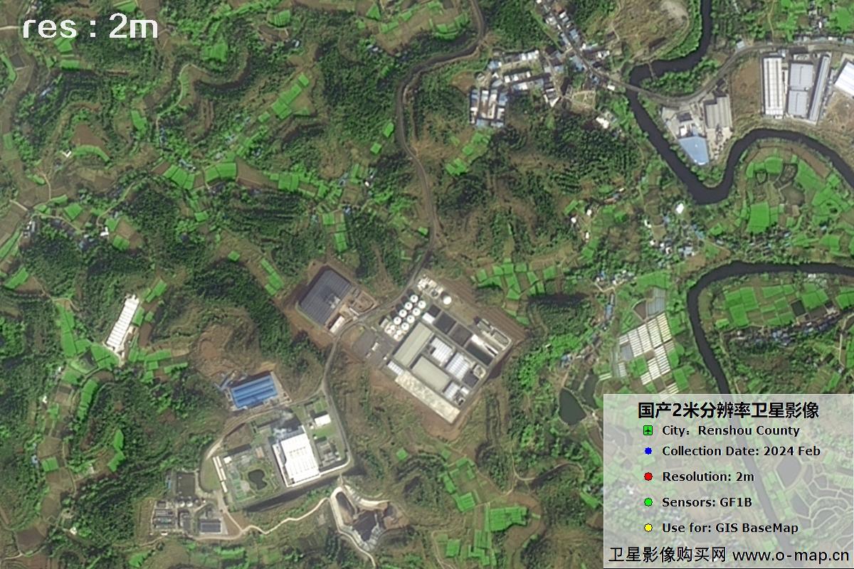 GF1B卫星2024年拍摄的四川省仁寿县影像图
