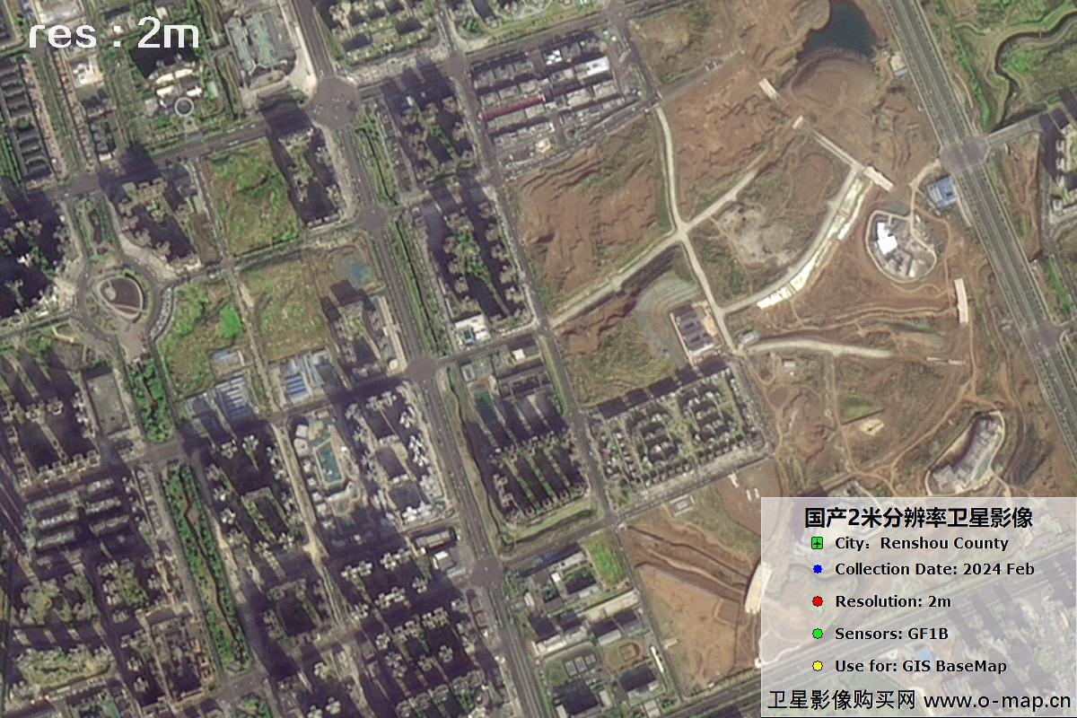GF1B卫星2024年拍摄的四川省仁寿县影像图
