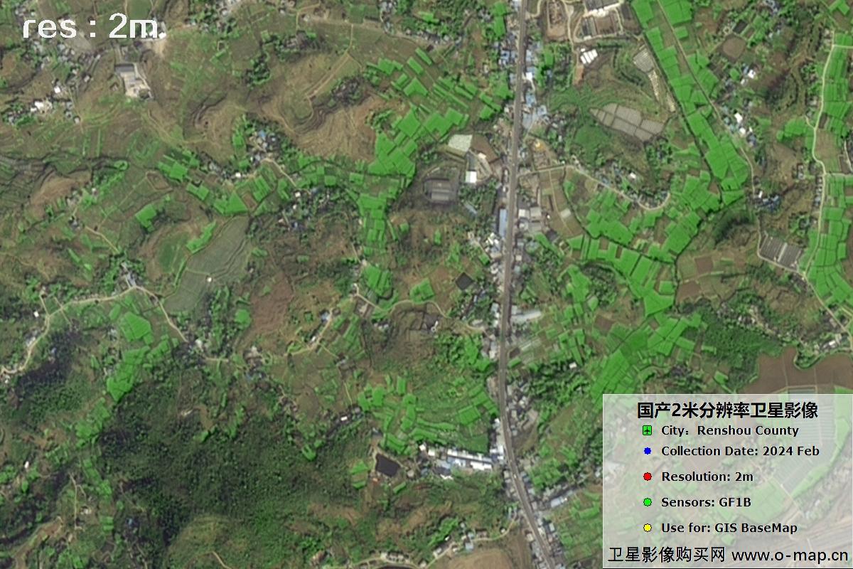 GF1B卫星2024年拍摄的四川省仁寿县影像图