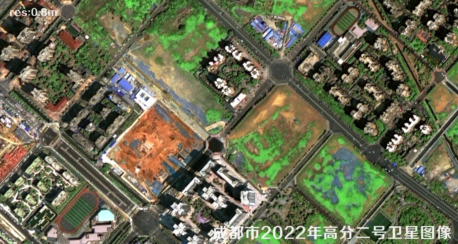 高分二号卫星2022年拍摄的四川成都市城区高清卫星图片