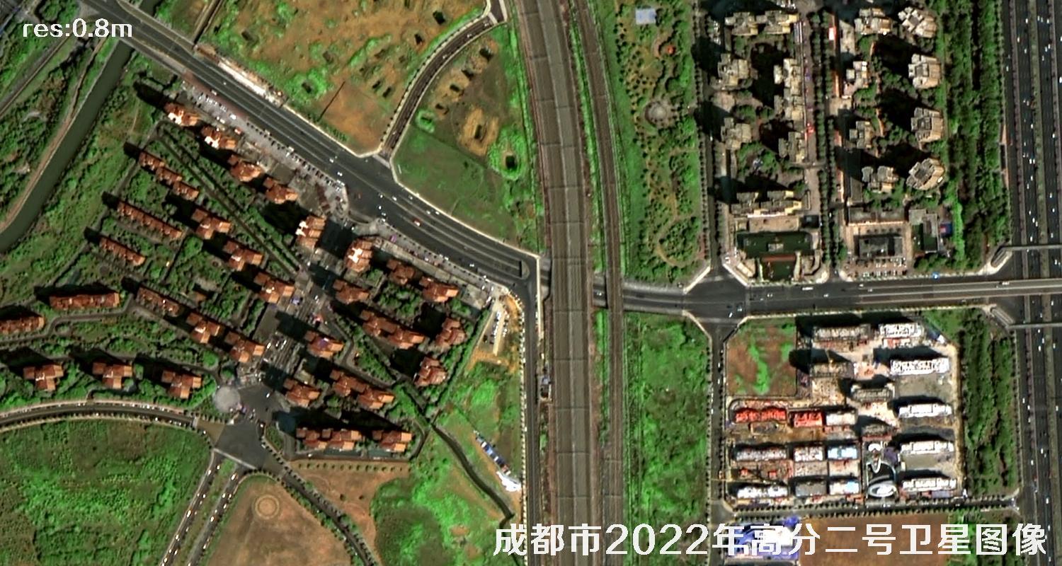 高分二号卫星2022年拍摄的四川成都市城区高清卫星图片