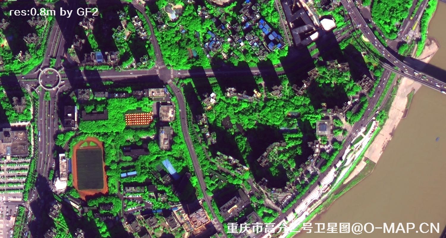 高分二号2021年拍摄的重庆市渝中区卫星图