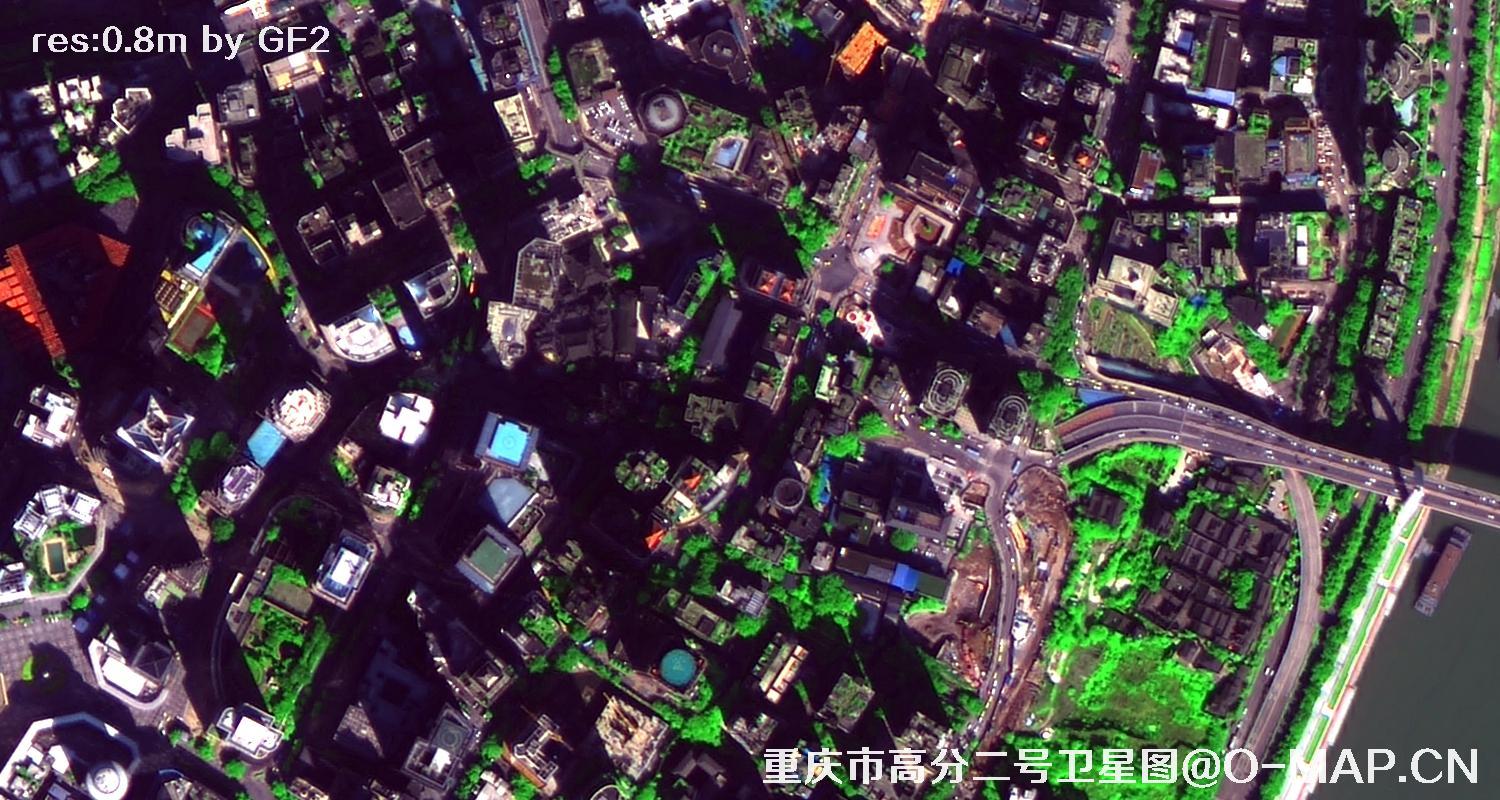 高分二号2021年拍摄的重庆市渝中区卫星图