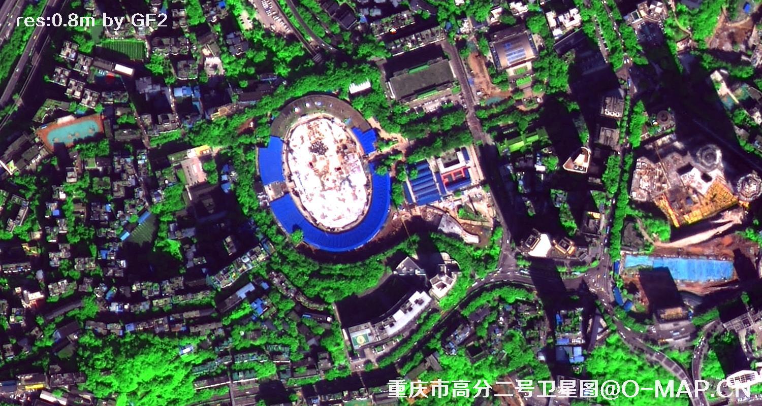 高分二号2021年拍摄的重庆市渝中区卫星图
