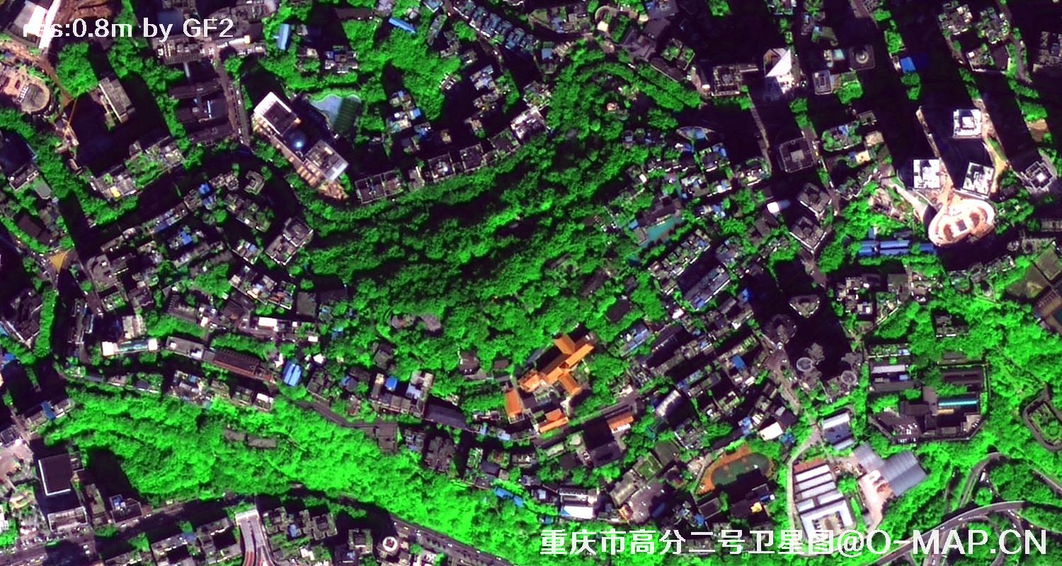 高分二号2021年拍摄的重庆市渝中区卫星图