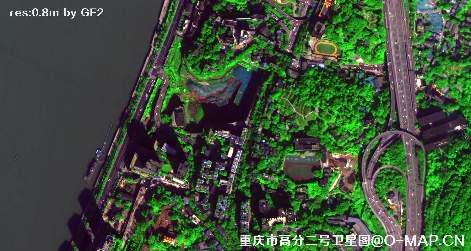 高分二号2021年拍摄的重庆市渝中区卫星图