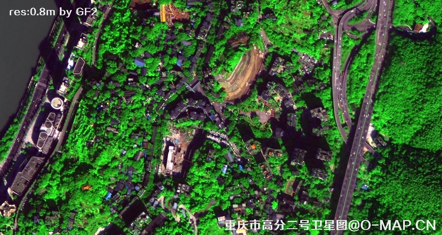 高分二号2021年拍摄的重庆市渝中区卫星图