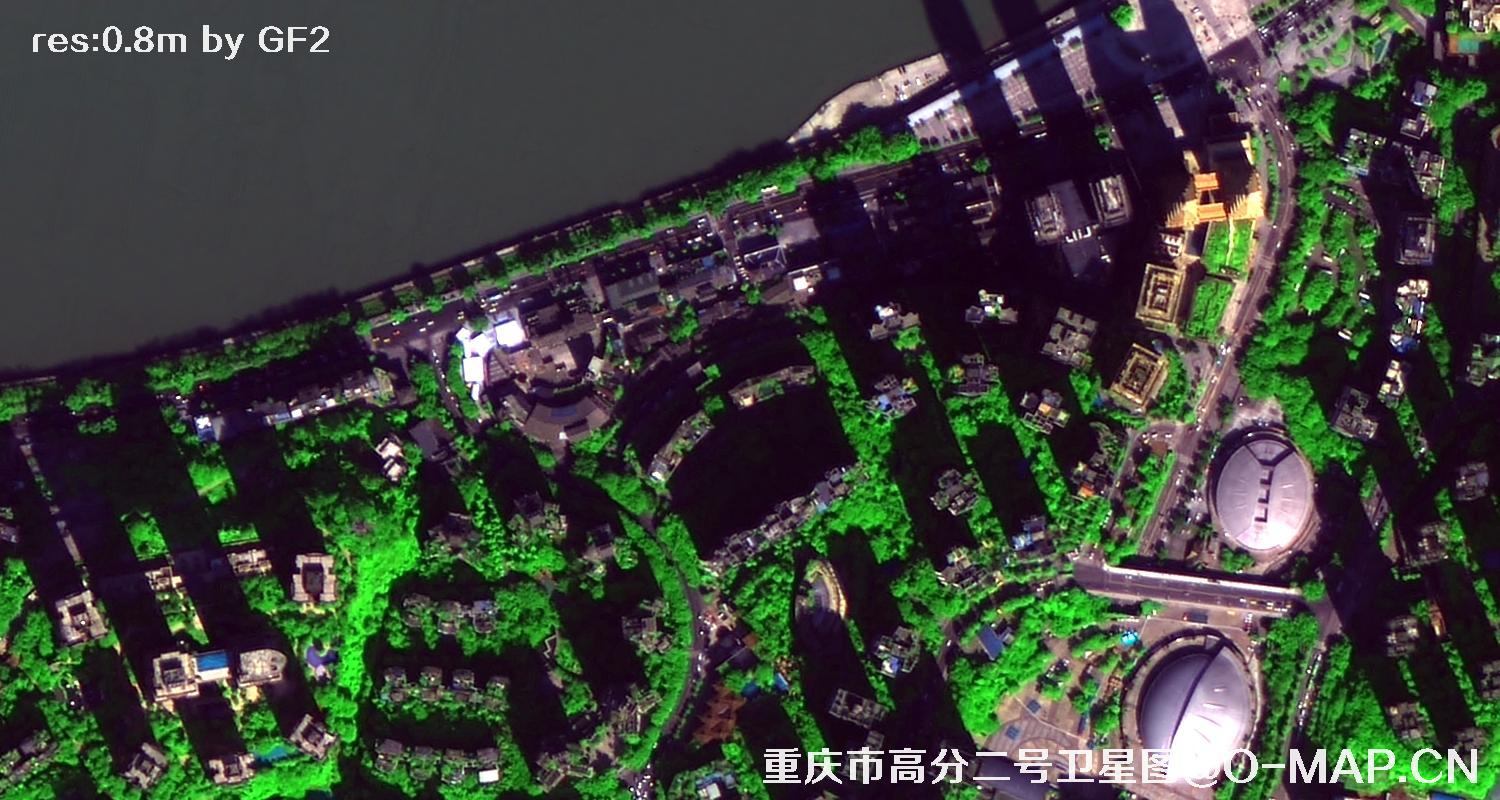 高分二号2021年拍摄的重庆市渝中区卫星图