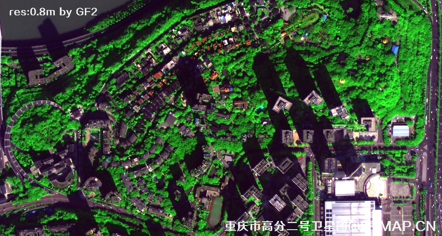 高分二号2021年拍摄的重庆市渝中区卫星图
