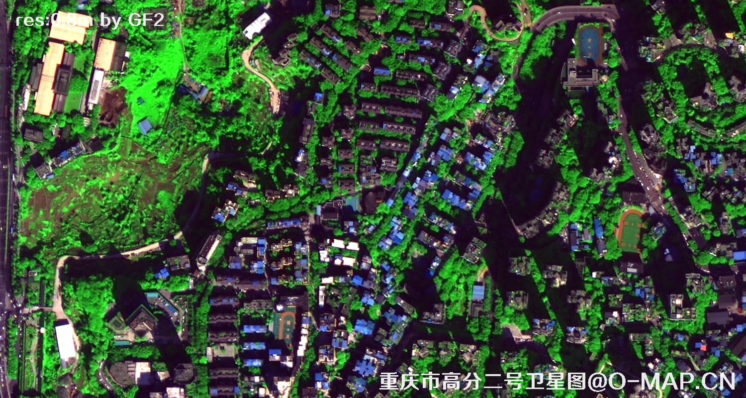 高分二号2021年拍摄的重庆市渝中区卫星图