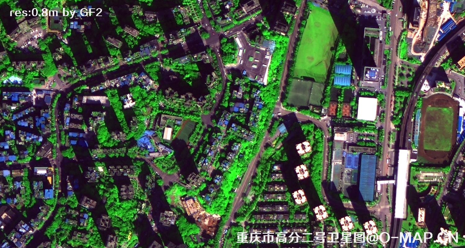 高分二号2021年拍摄的重庆市渝中区卫星图