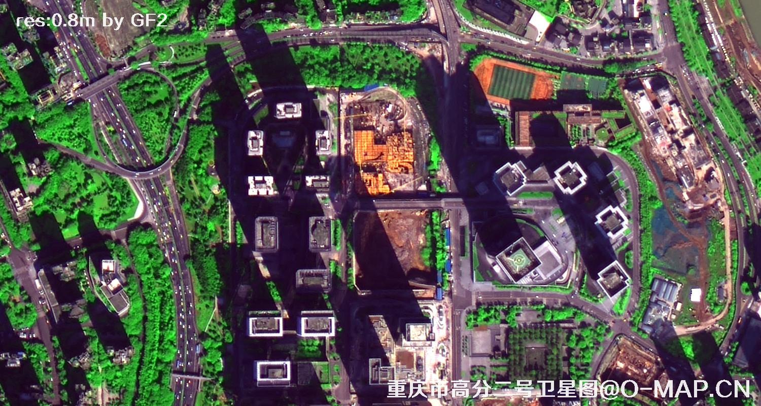 高分二号2021年拍摄的重庆市渝中区卫星图