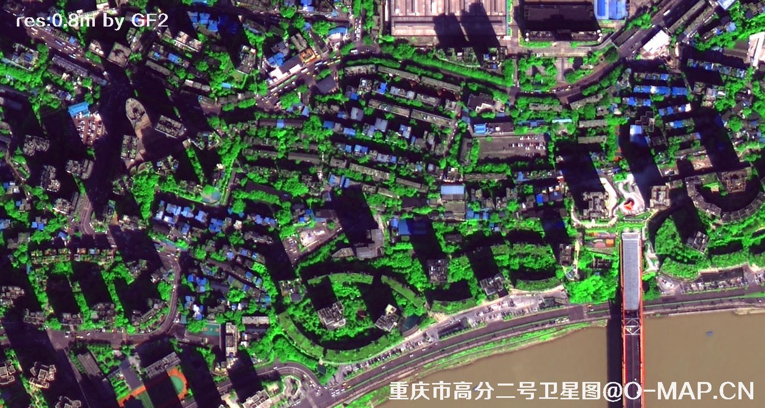 高分二号2021年拍摄的重庆市渝中区卫星图