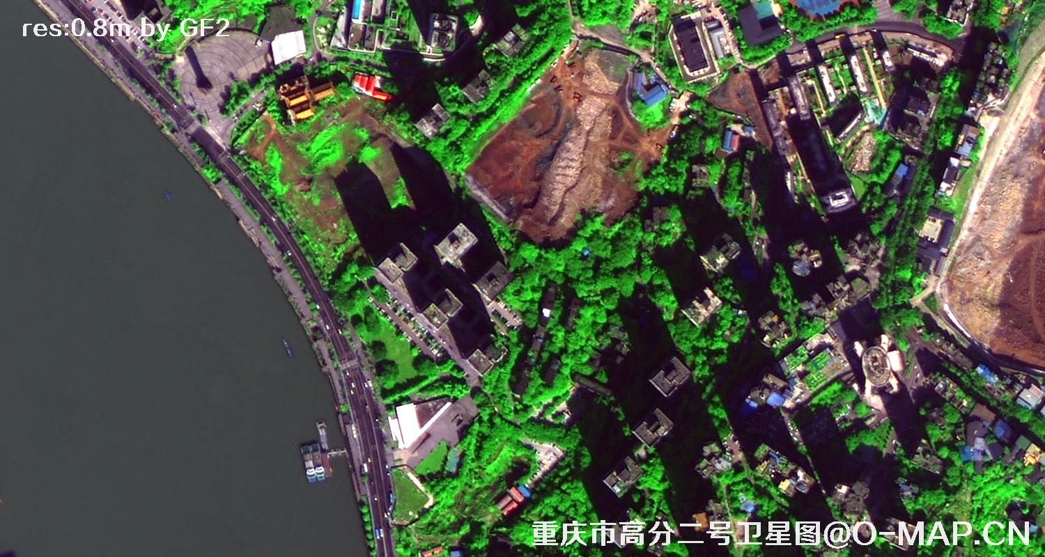 高分二号2021年拍摄的重庆市渝中区卫星图