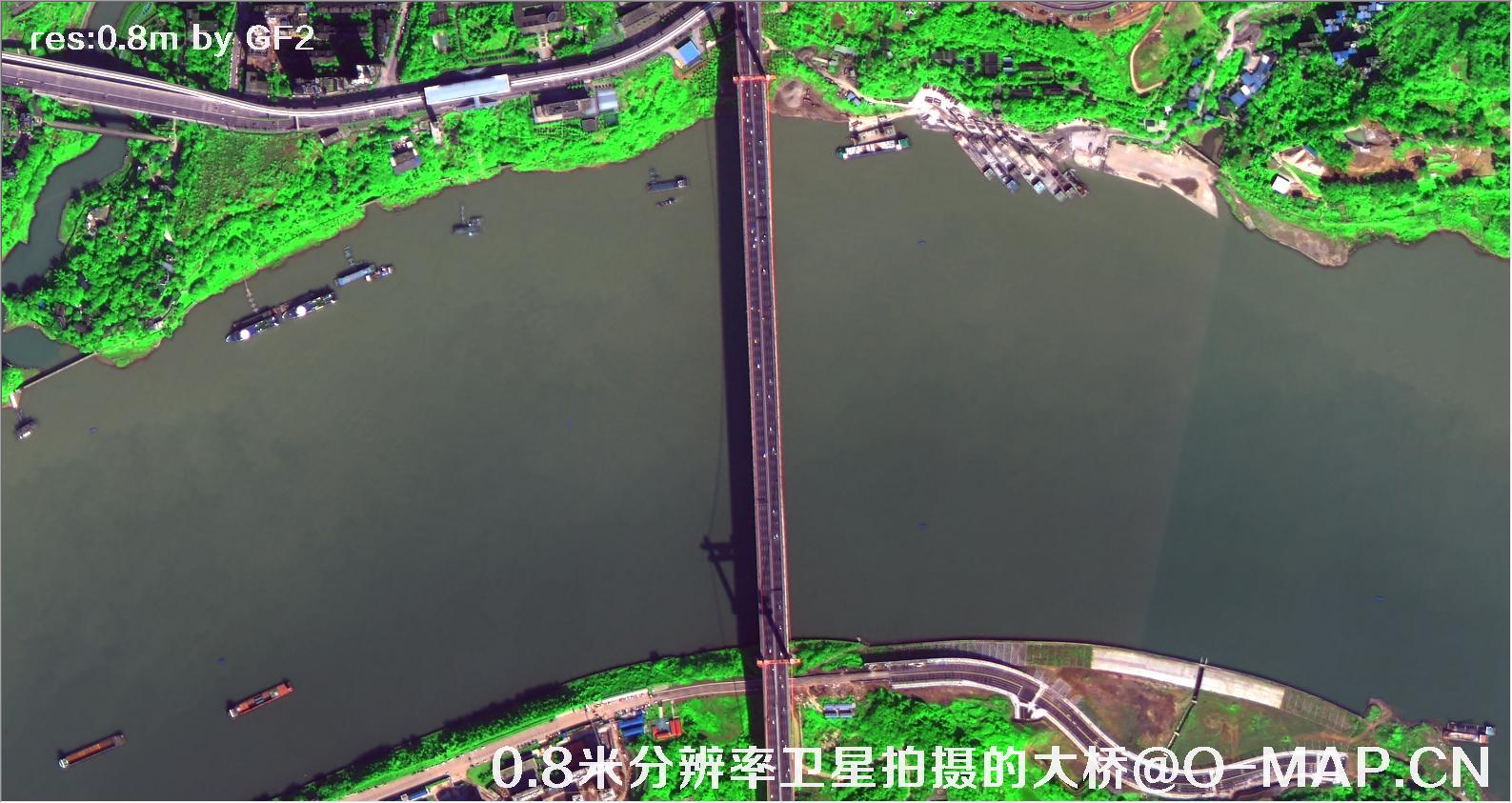 0.8米分辨率卫星拍摄的高清大桥卫星图