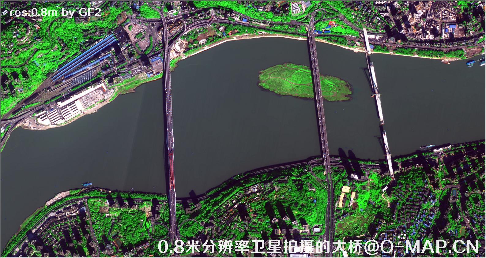 0.8米分辨率卫星拍摄的高清大桥卫星图