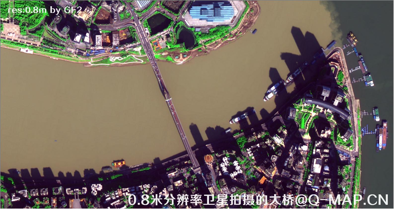 0.8米分辨率卫星拍摄的高清大桥卫星图