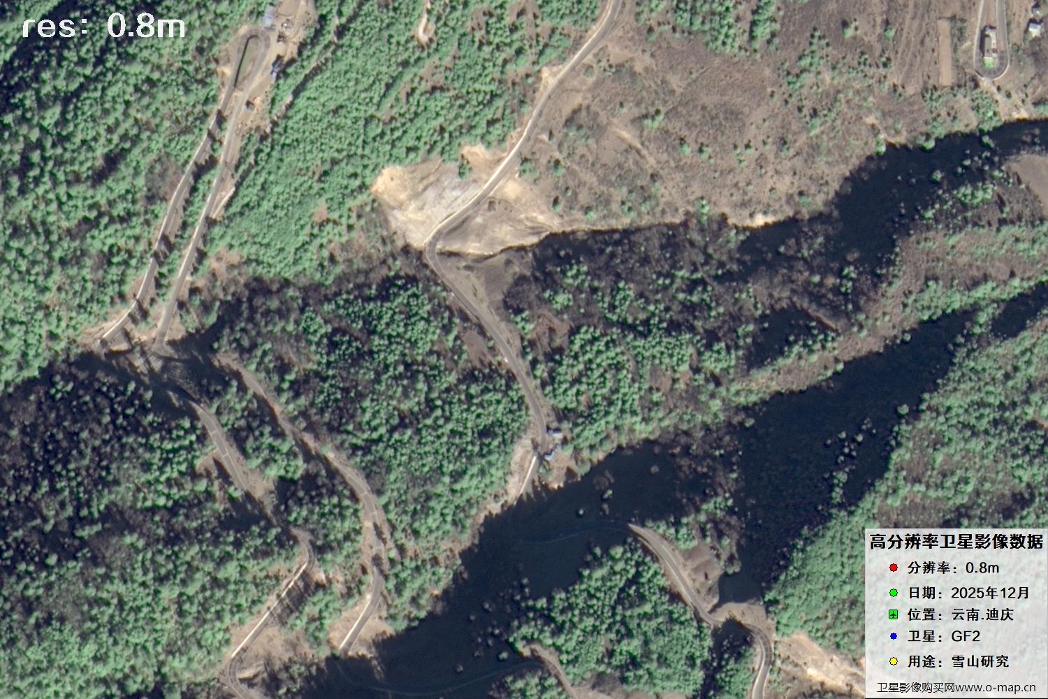 高分二号2025年拍摄的迪庆雪山里的树林