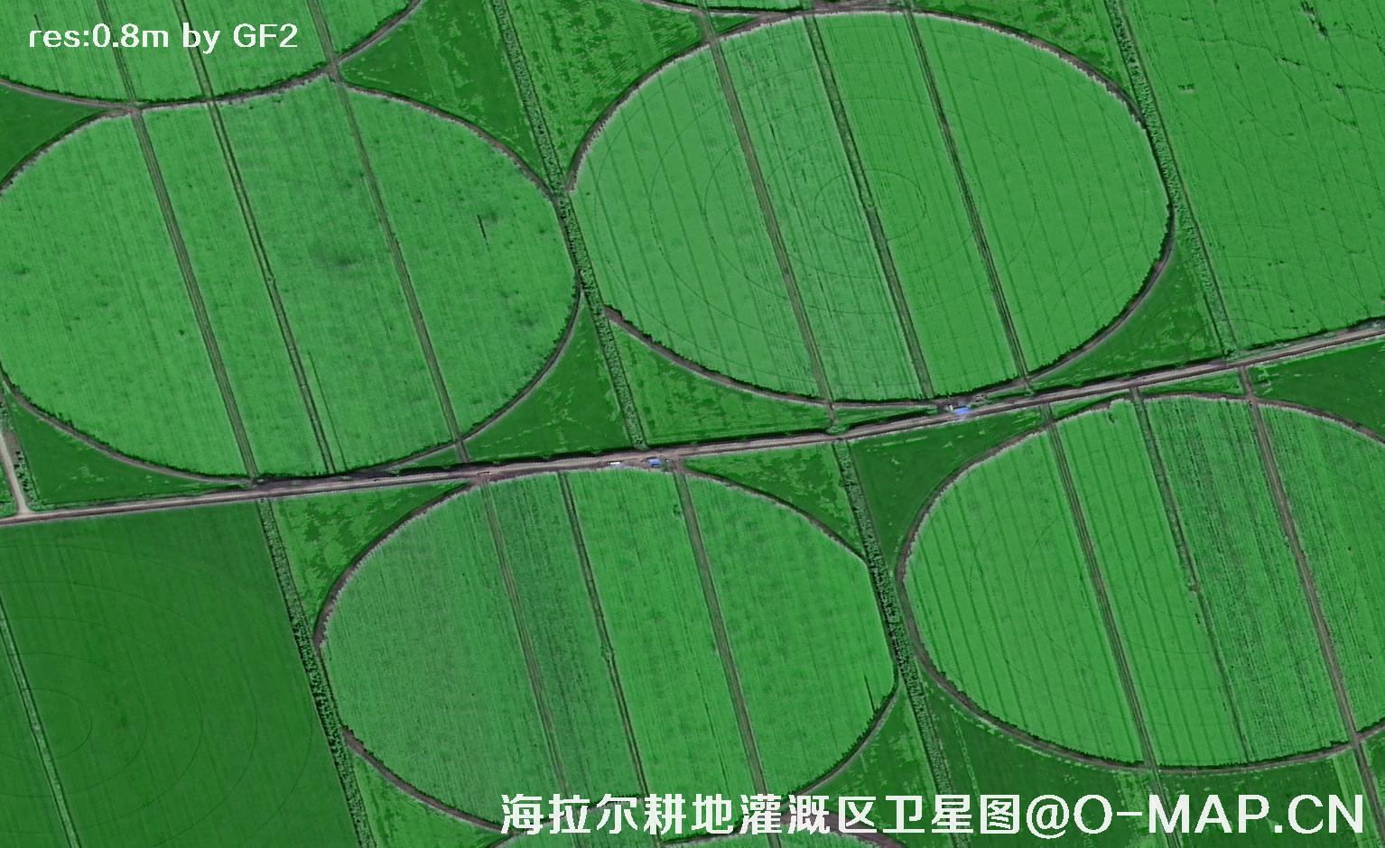 内蒙古呼伦贝尔海拉尔耕地灌溉区域2021卫星图
