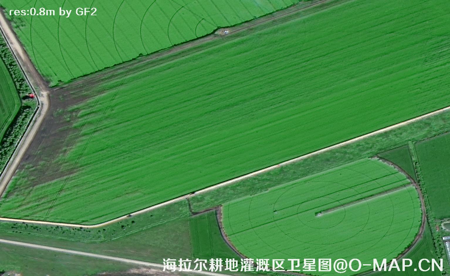 内蒙古呼伦贝尔海拉尔耕地灌溉区域2021卫星图