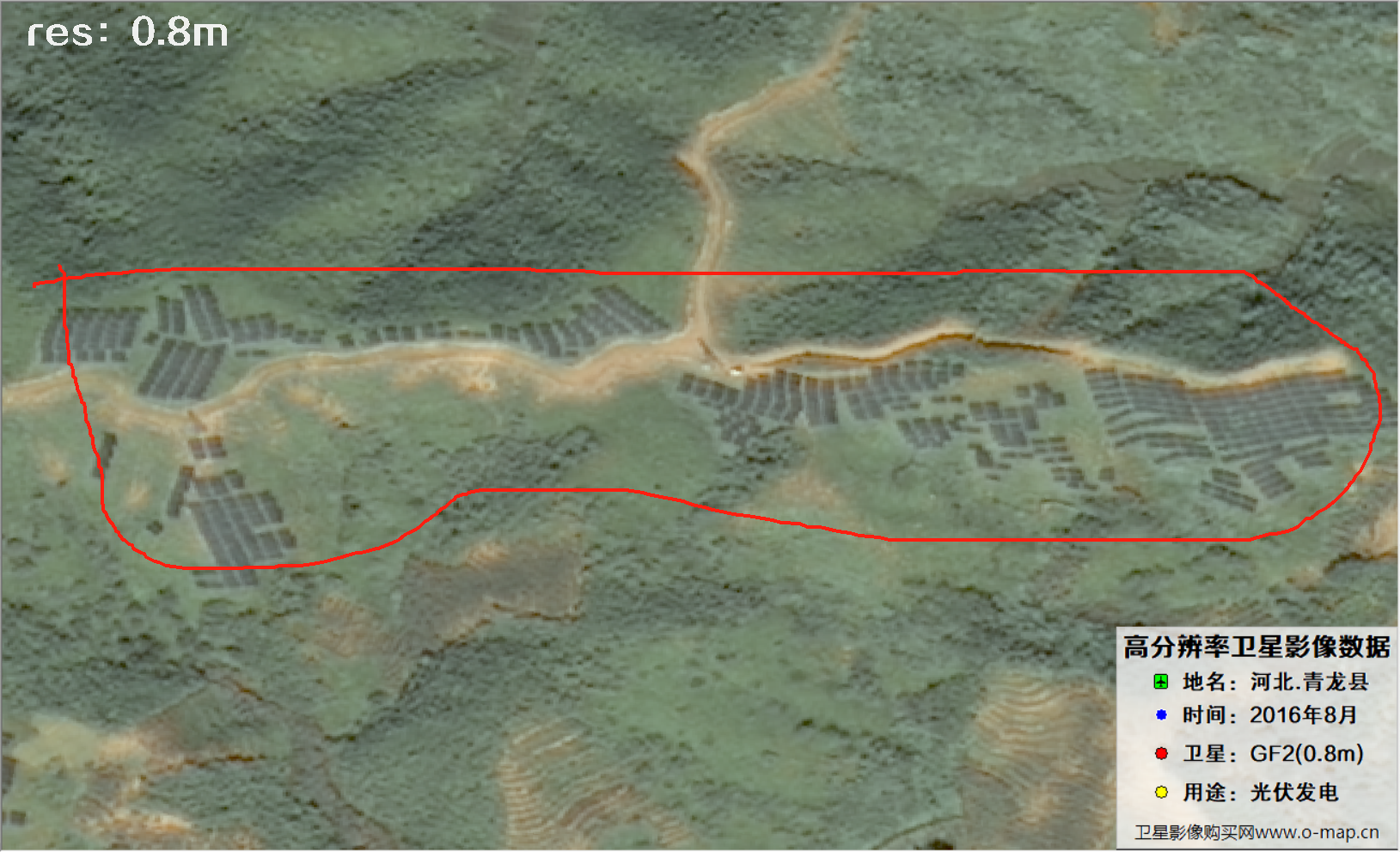 秦皇岛青龙县光伏项目2016年高分二号卫星影像图