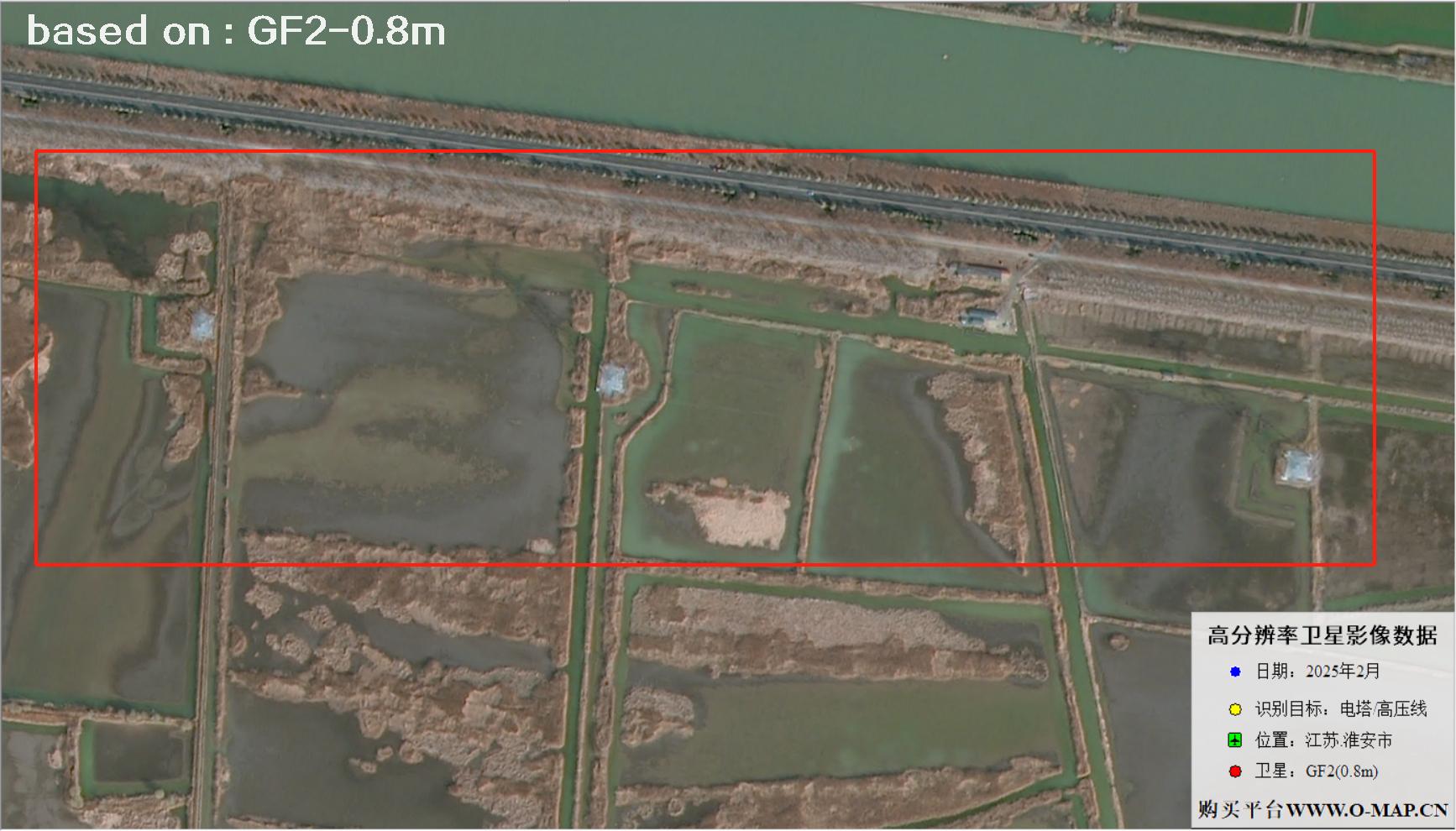GF2卫星2025年拍摄的江苏淮安电塔电线卫星图像