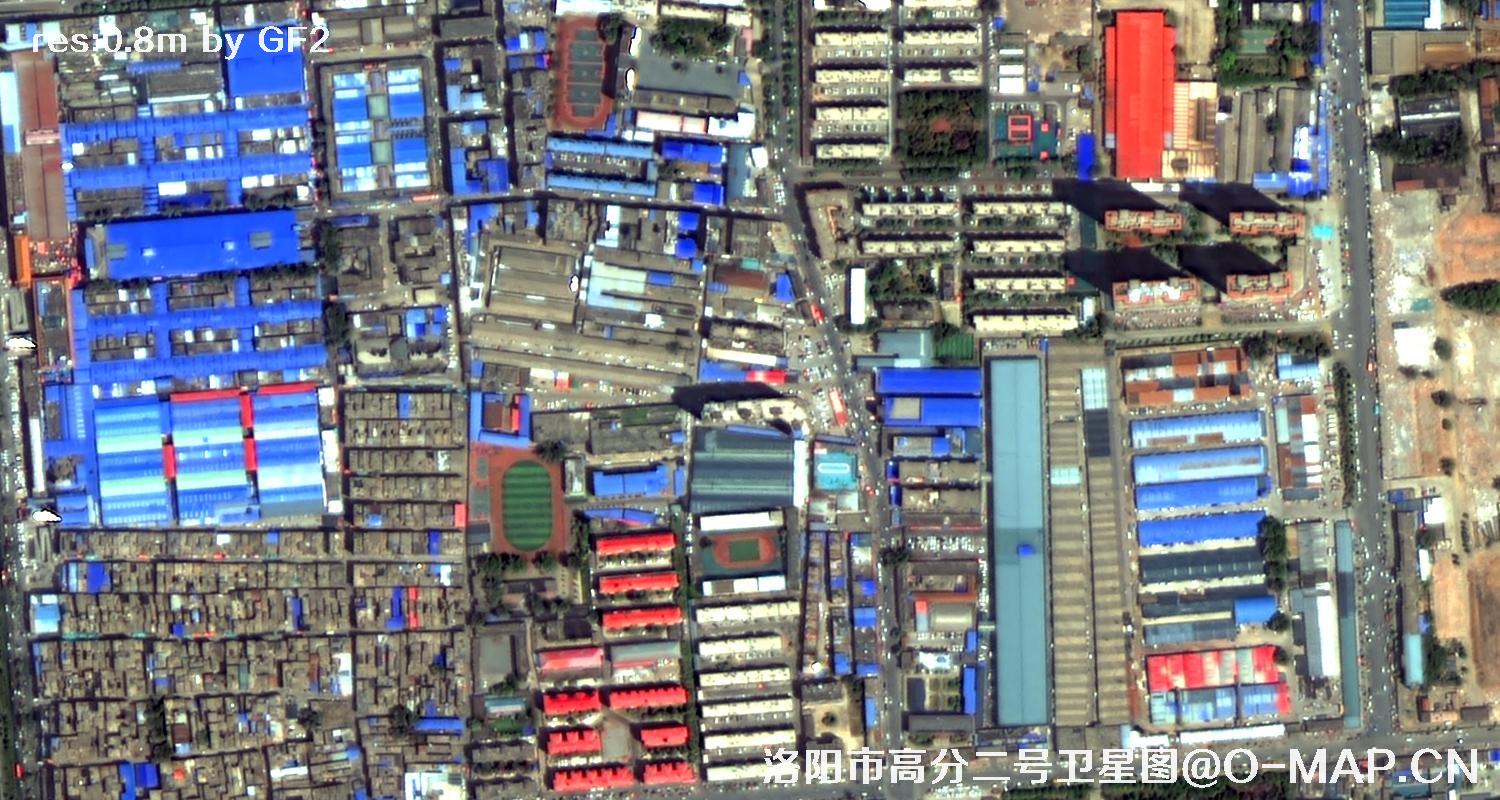 高分二号卫星拍摄的洛阳市龙门石窟景区0.8米卫星图