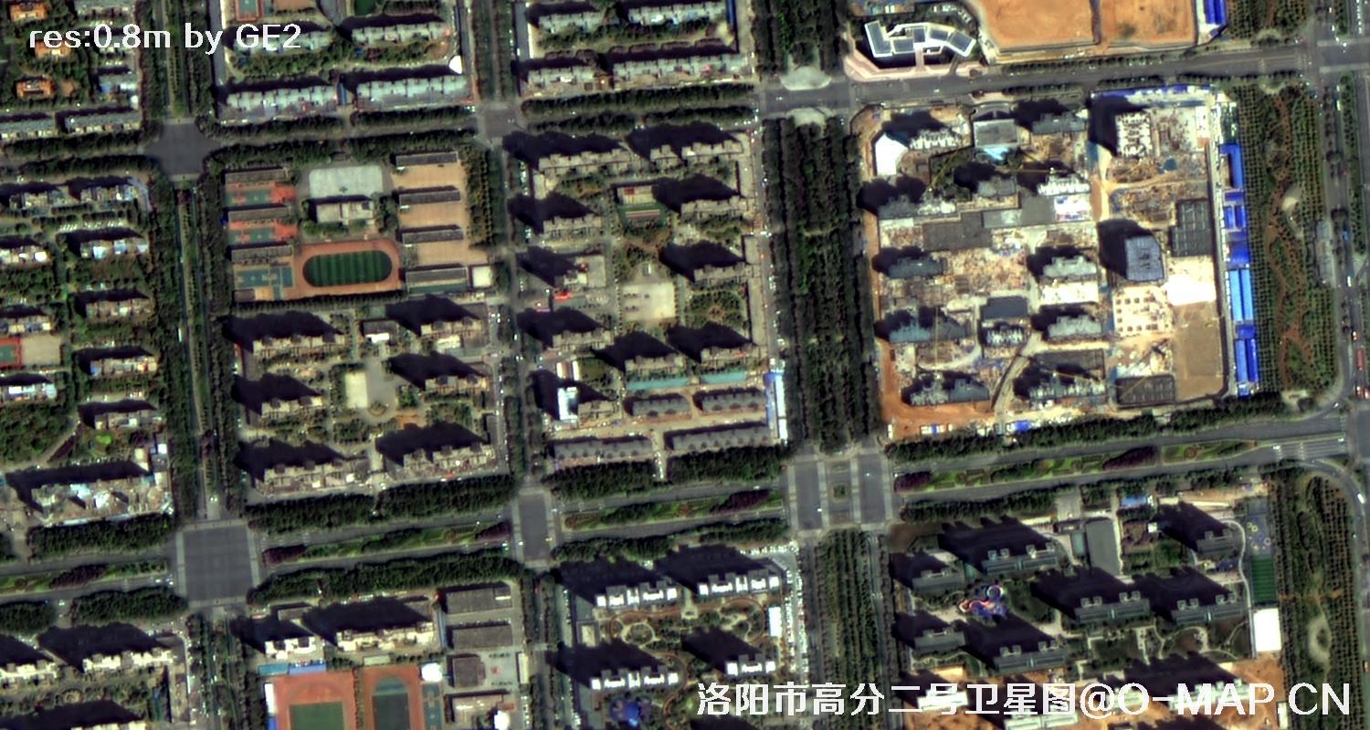高分二号卫星拍摄的洛阳市龙门石窟景区0.8米卫星图