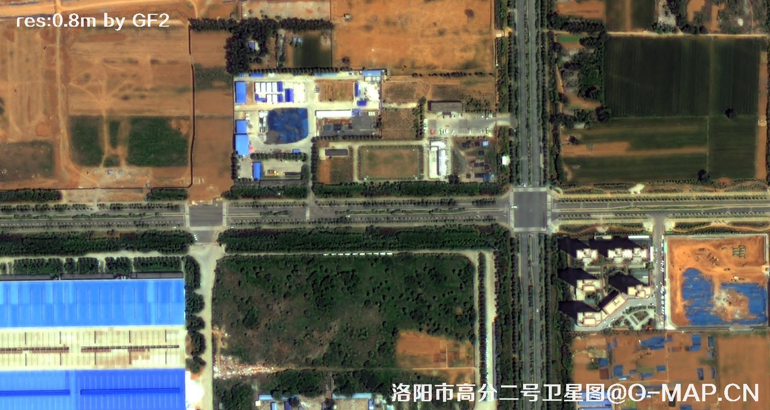 高分二号卫星拍摄的洛阳市龙门石窟景区0.8米卫星图