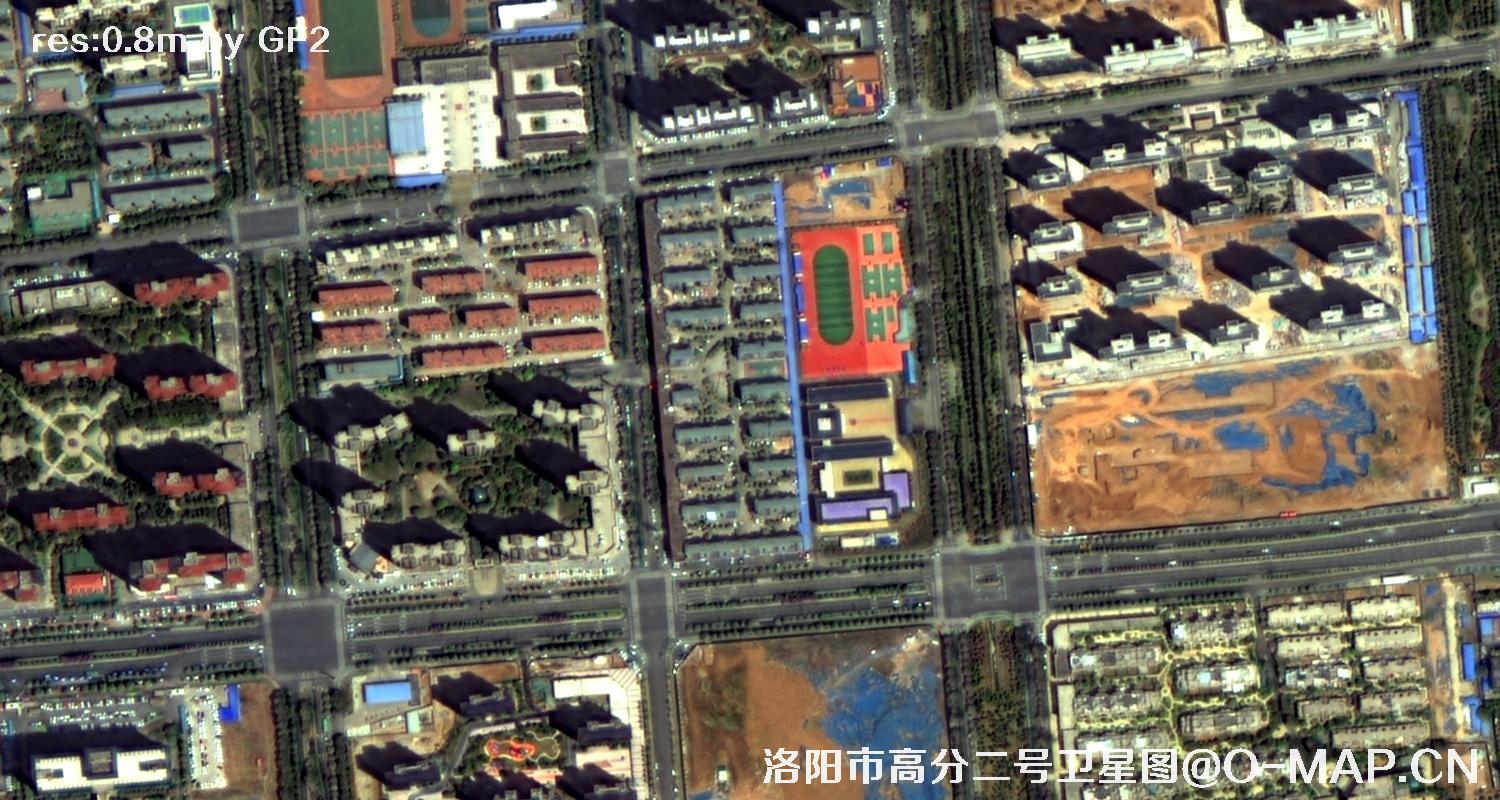 高分二号卫星拍摄的洛阳市龙门石窟景区0.8米卫星图