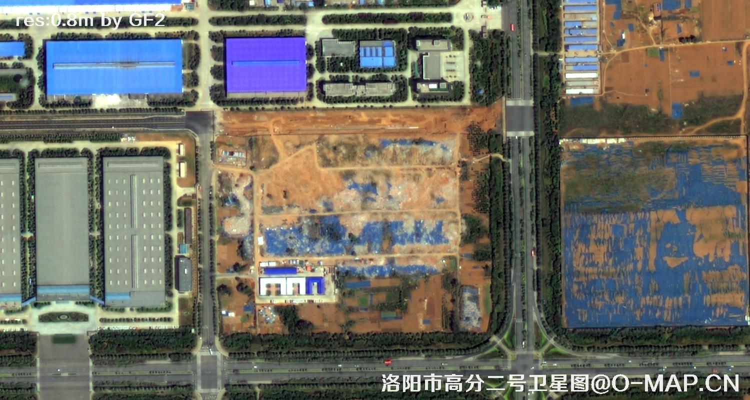 高分二号卫星拍摄的洛阳市龙门石窟景区0.8米卫星图