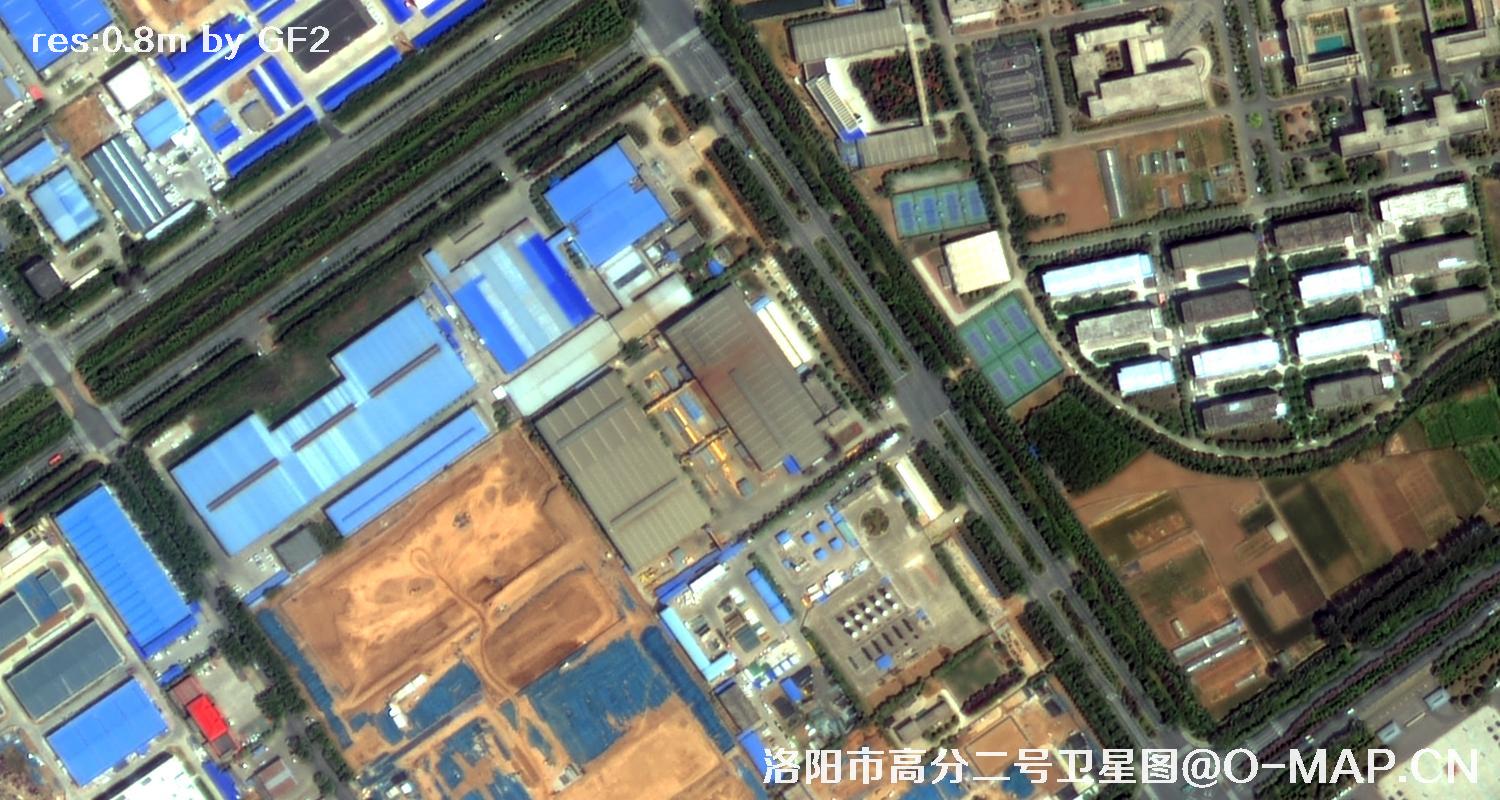 高分二号卫星拍摄的洛阳市龙门石窟景区0.8米卫星图