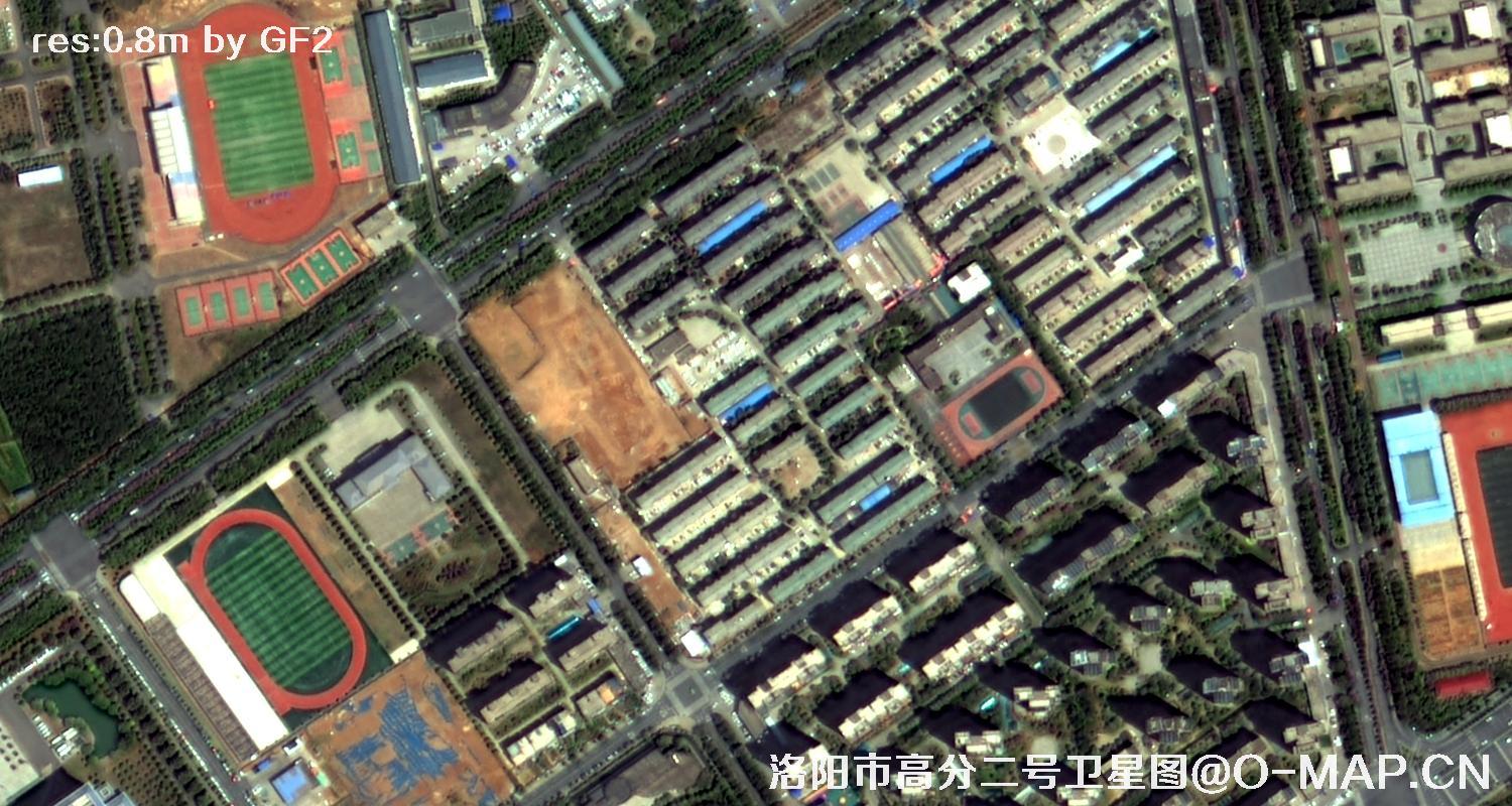 高分二号卫星拍摄的洛阳市龙门石窟景区0.8米卫星图