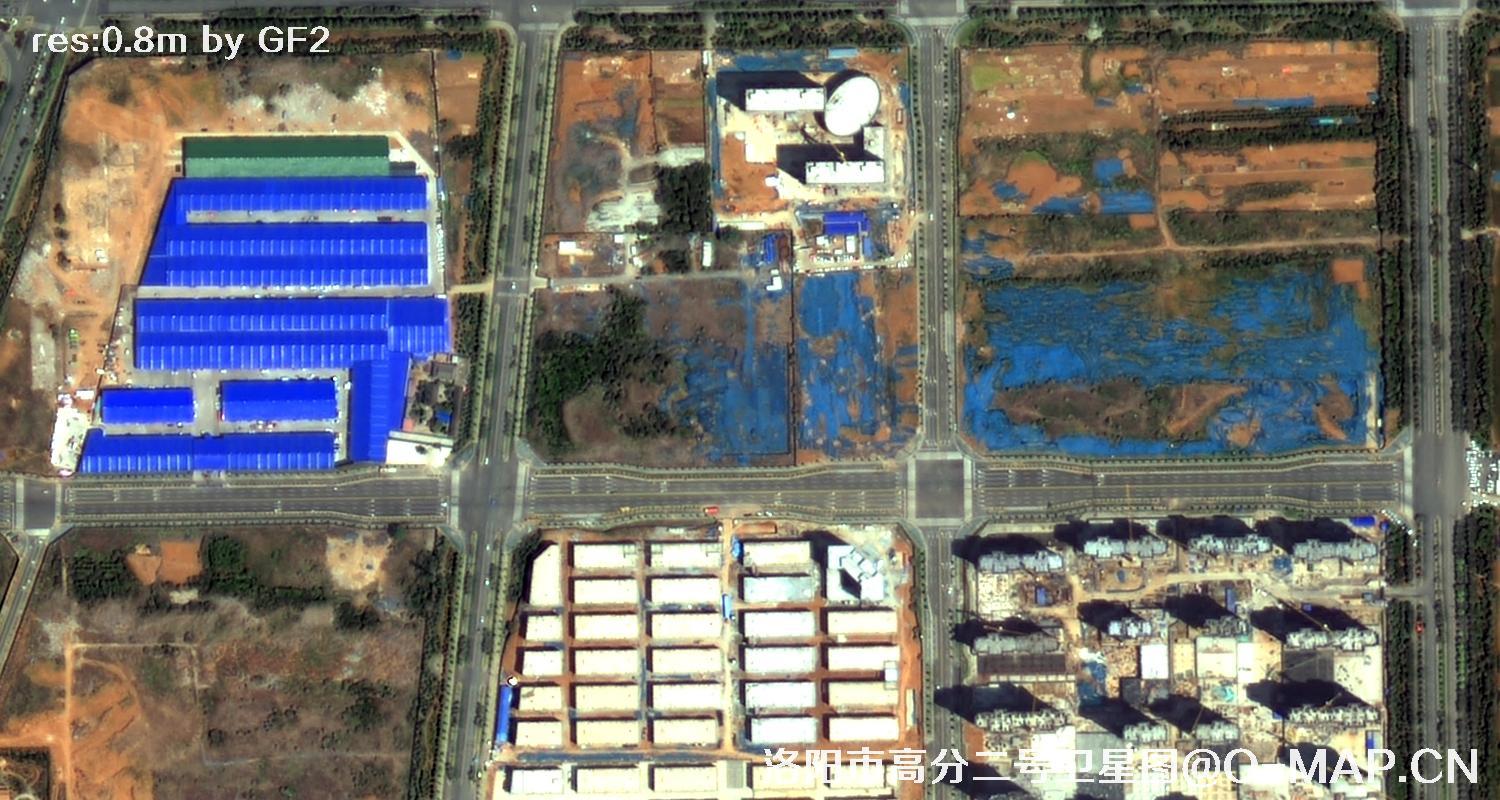 高分二号卫星拍摄的洛阳市龙门石窟景区0.8米卫星图